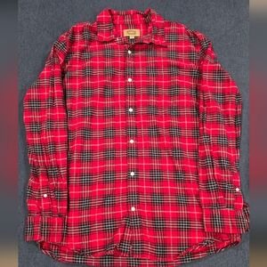 The Foundry Supply Co. Red and Black Plaid Button Down Shirt